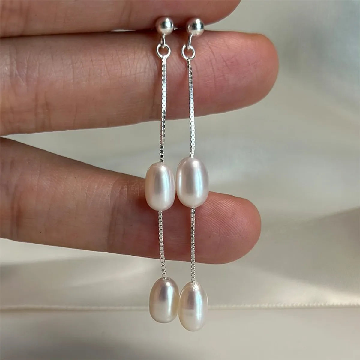 Freshwater Pearl Sterling Silver Drop Earrings