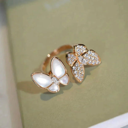 The Twin Butterfly MOP Ring (Adjustable)