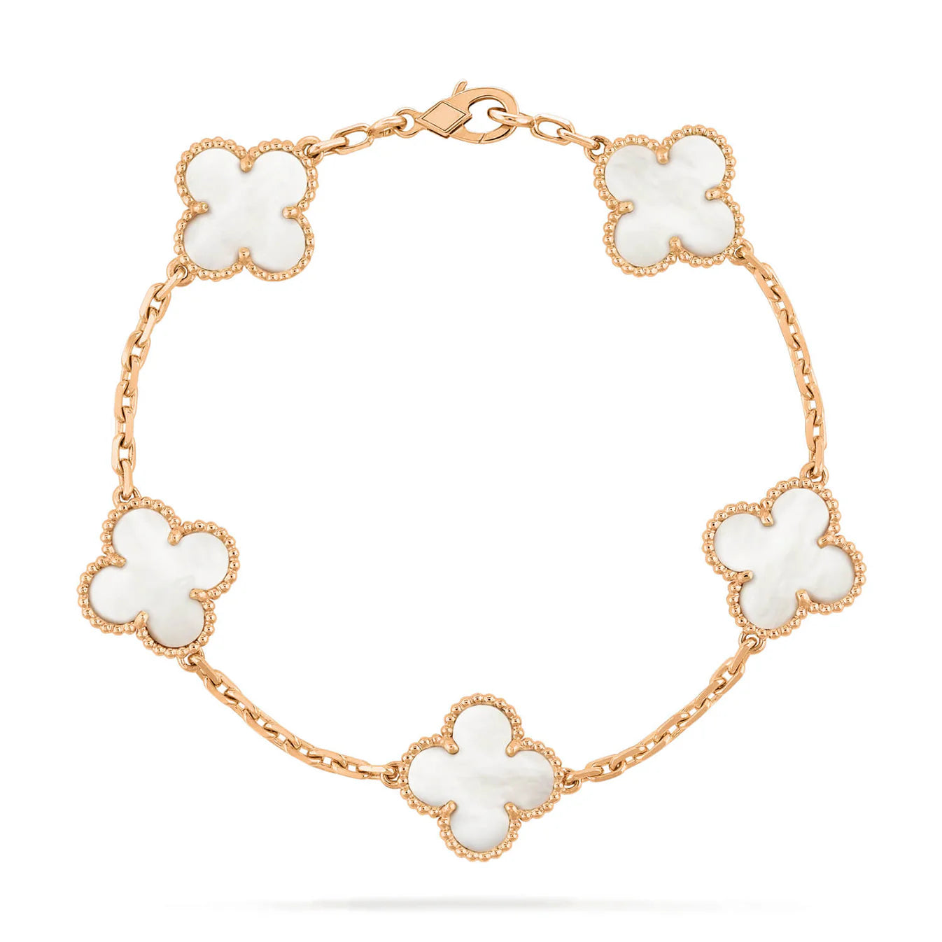 Clovers 5 Motifs White Mop Bracelet