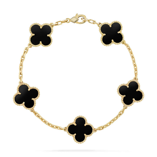 Clovers 5 Motifs Black Onyx Bracelet