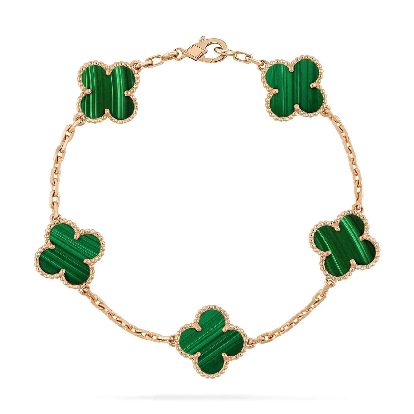 Clovers 5 Motifs Malachite Bracelet