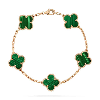 Clovers 5 Motifs Malachite Bracelet