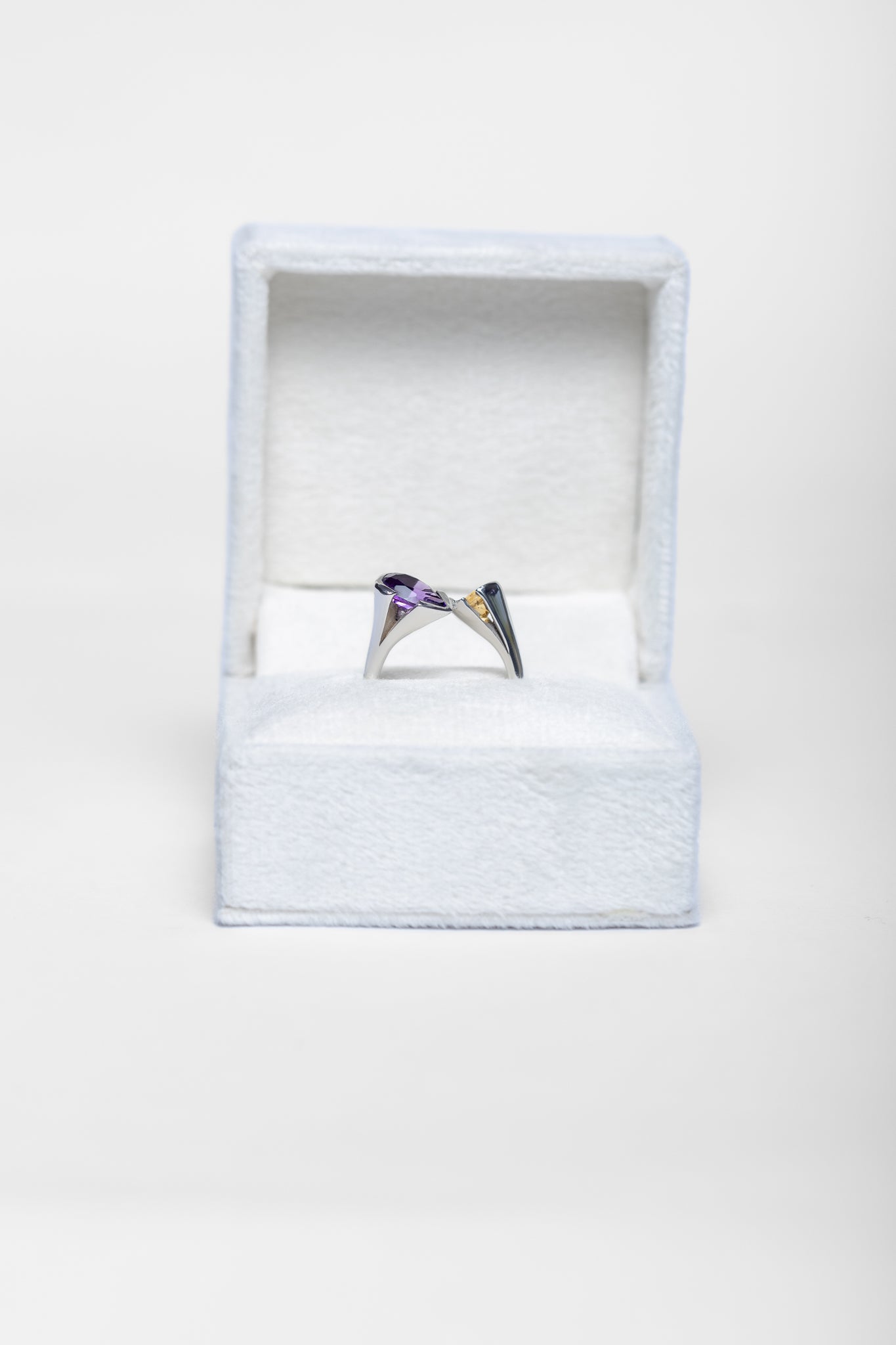 925 Sterling Silver Amethyst and Citrine Ring