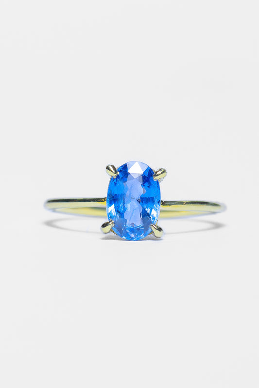 14K Blue Sapphire Solitaire Ring