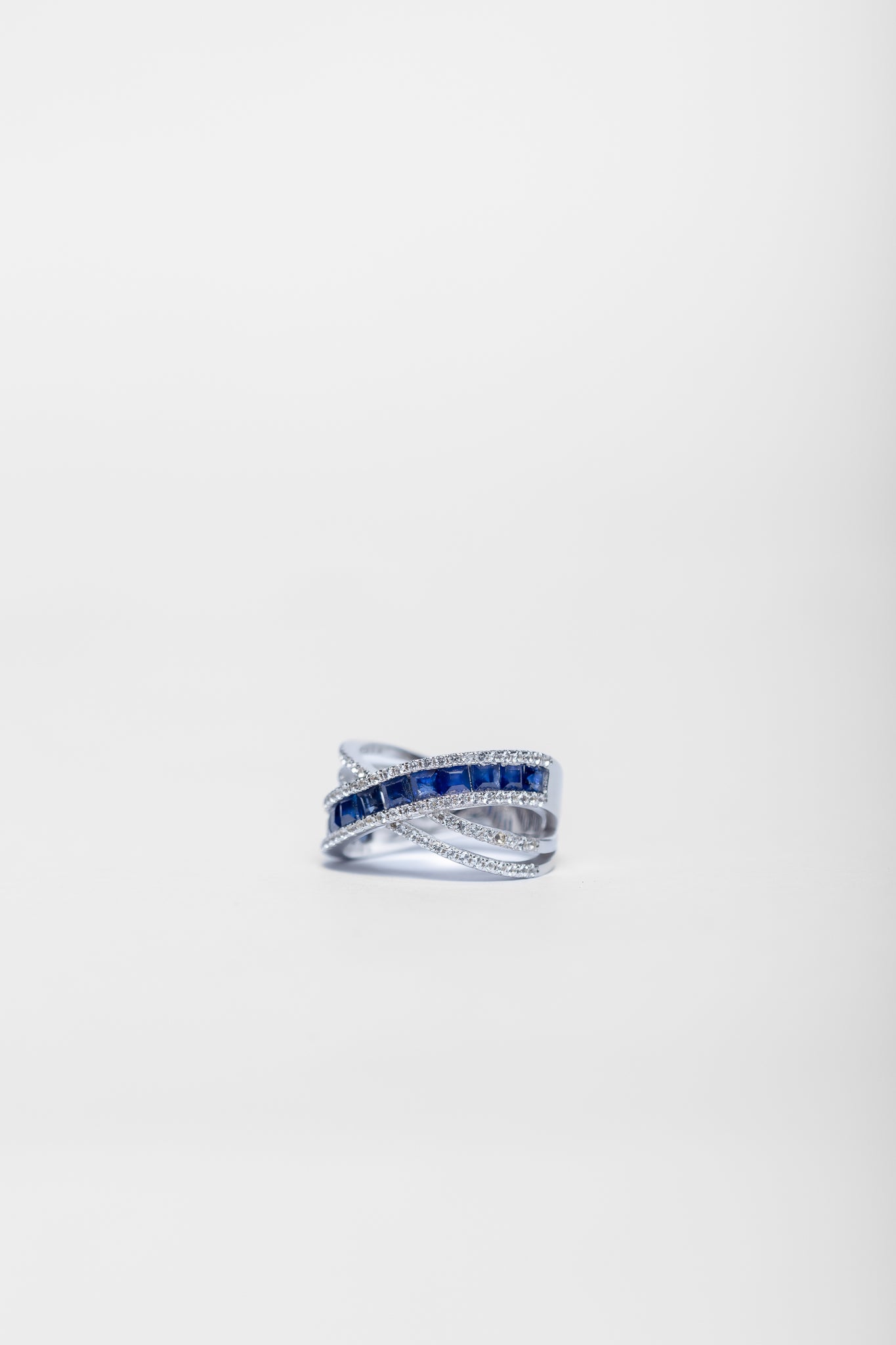 925 Sterling Silver Blue Sapphire and Zircon Ring