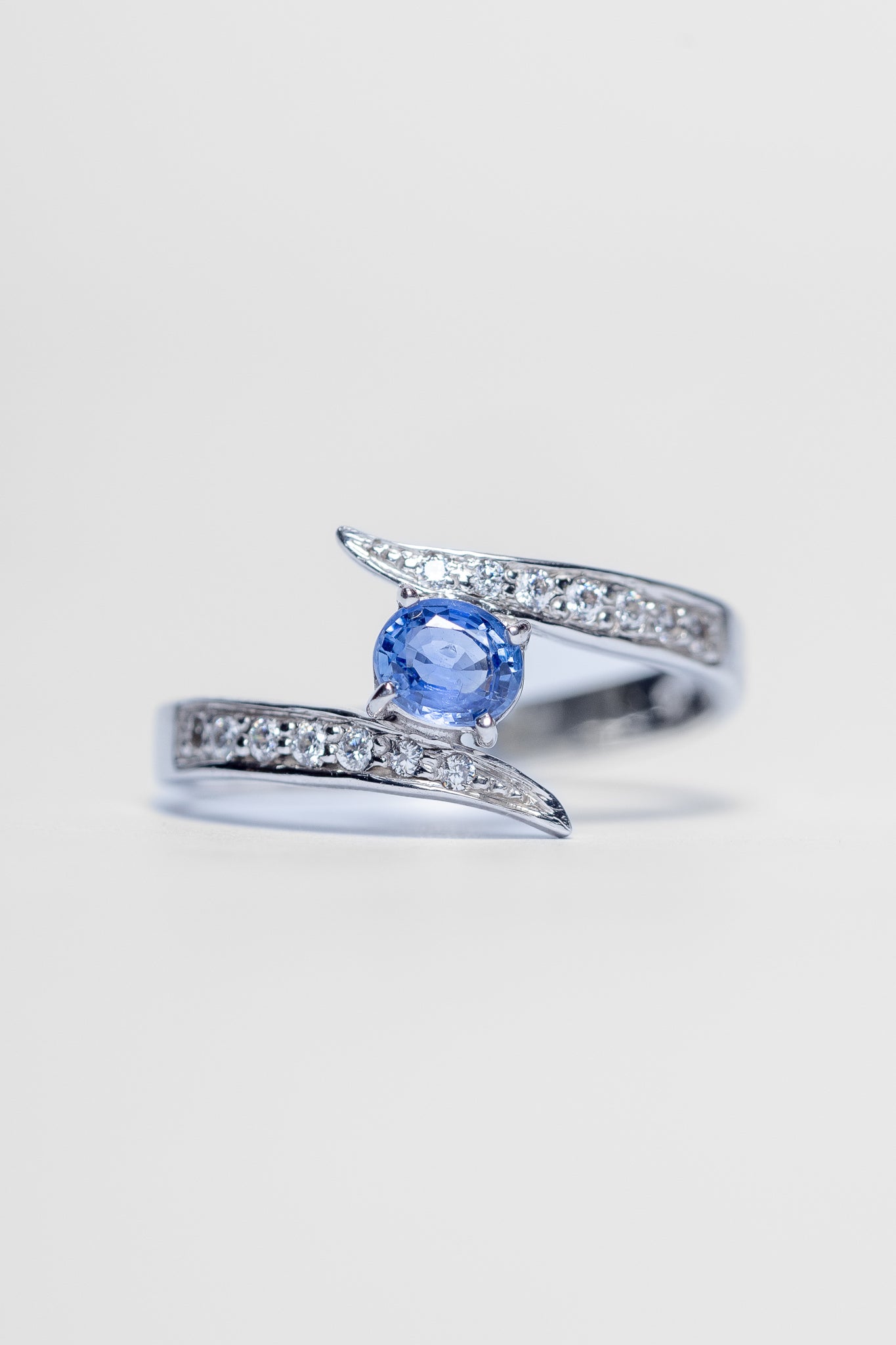 925 Sterling Silver Blue Sapphire and Zircon Ring