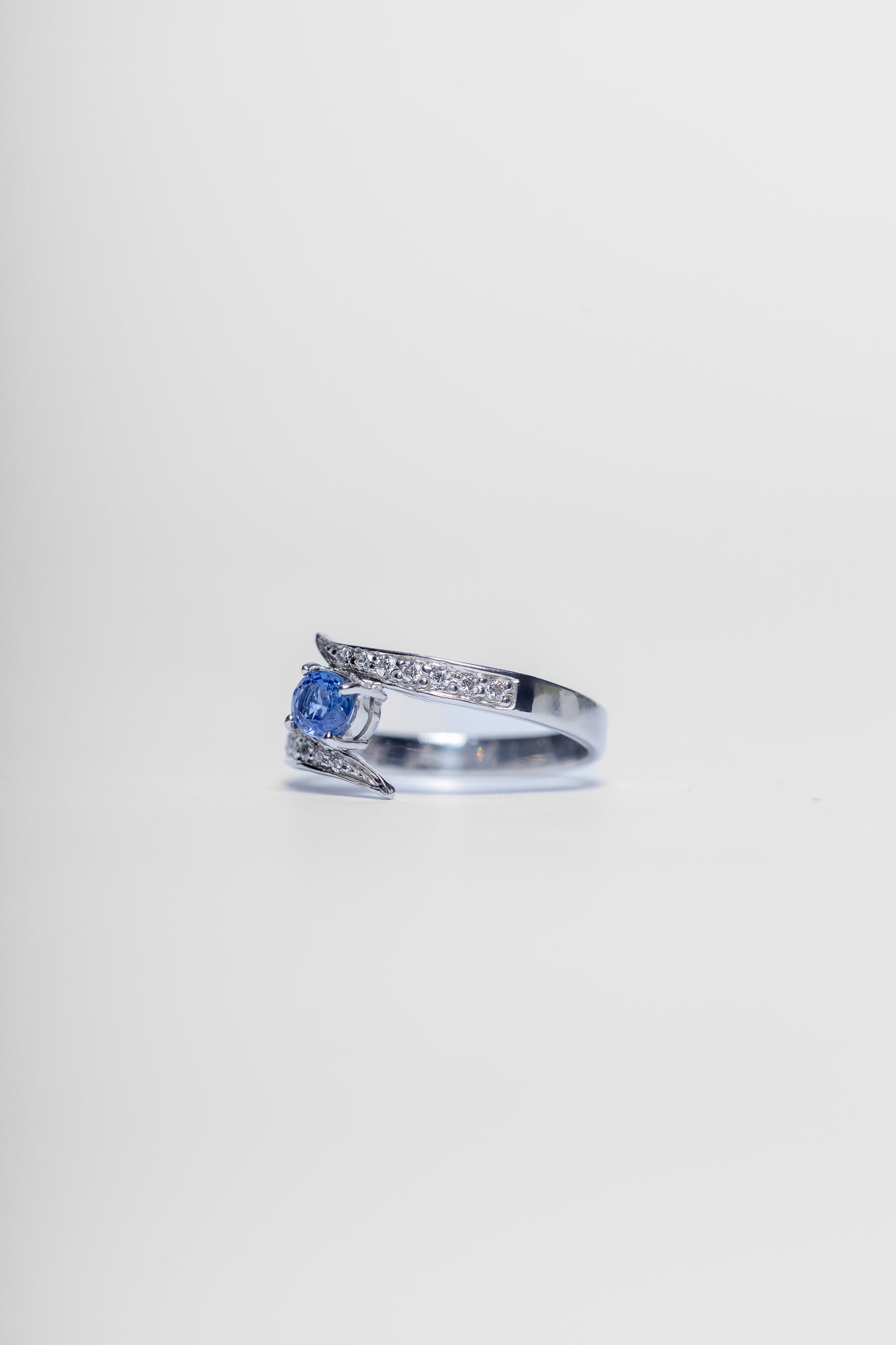 925 Sterling Silver Blue Sapphire and Zircon Ring