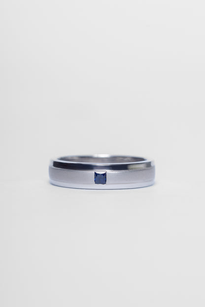 925 Sterling Silver Blue Sapphire Mens Ring