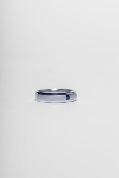 925 Sterling Silver Blue Sapphire Mens Ring