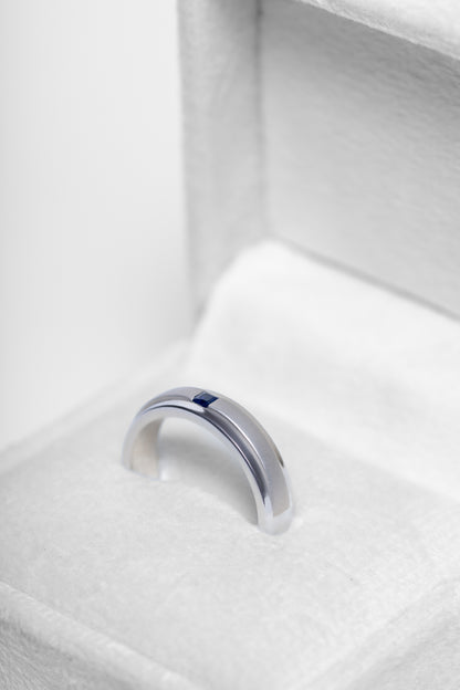 925 Sterling Silver Blue Sapphire Mens Ring