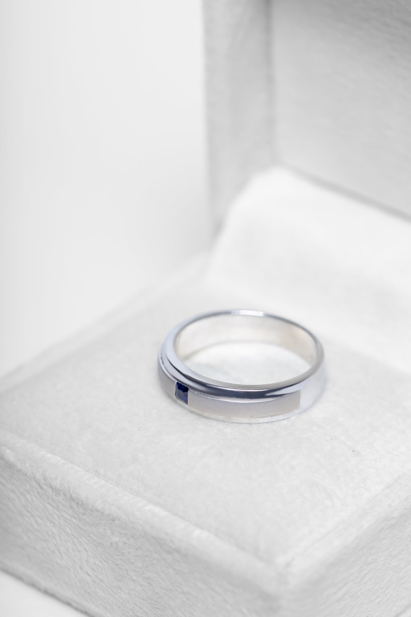 925 Sterling Silver Blue Sapphire Mens Ring