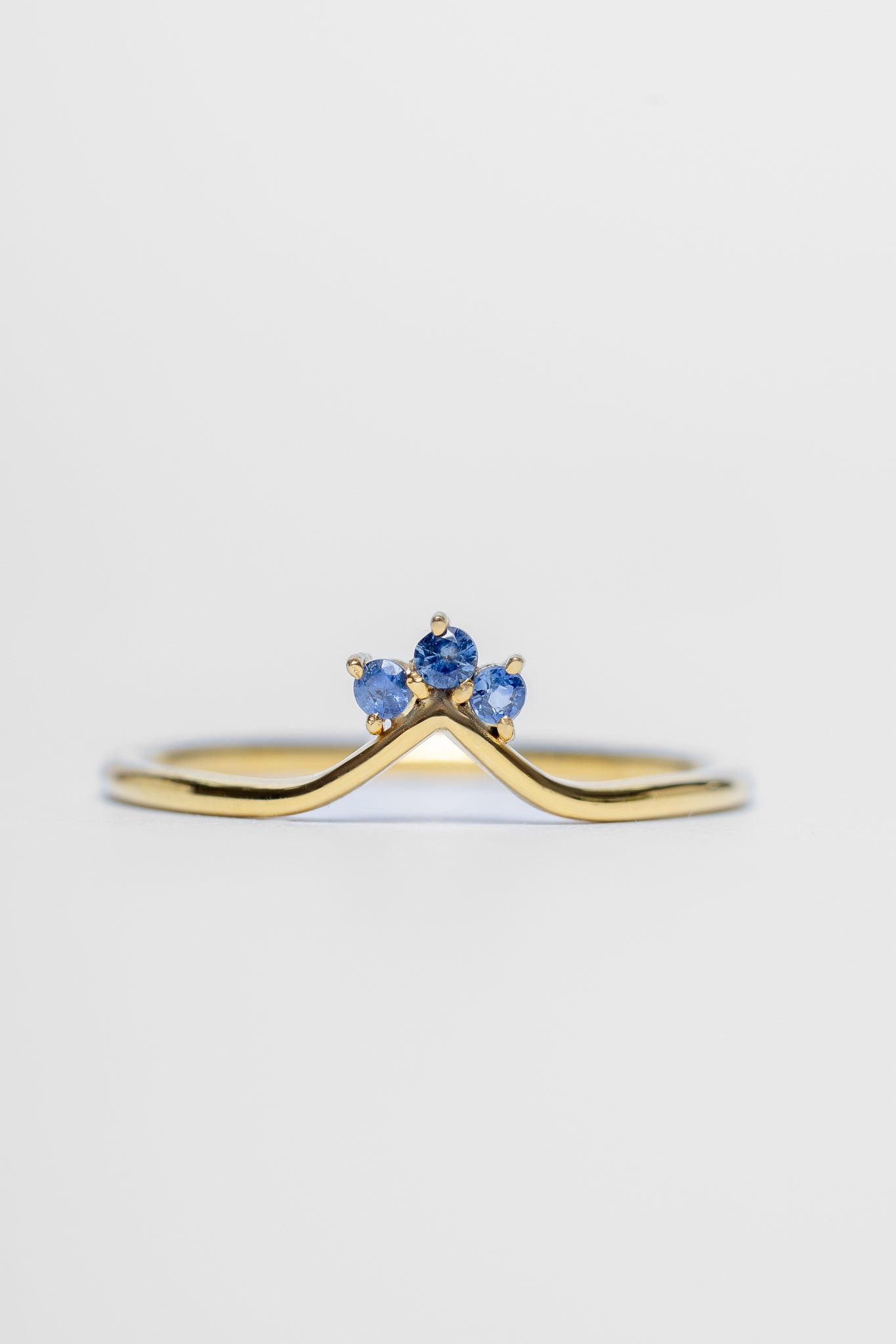 14K Blue Sapphire Wishbone Ring