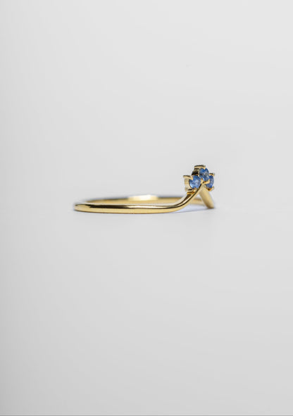 14K Blue Sapphire Wishbone Ring