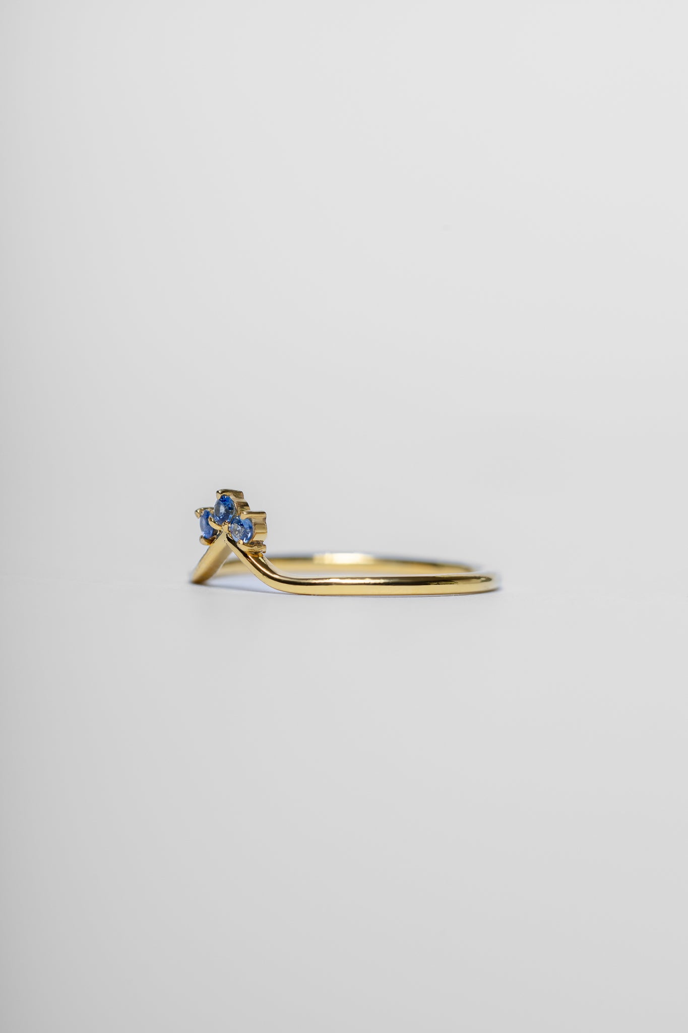 14K Blue Sapphire Wishbone Ring