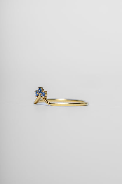 14K Blue Sapphire Wishbone Ring