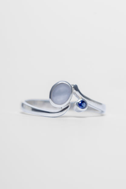 925 Sterling Silver Star Sapphire and Blue Sapphire Ring