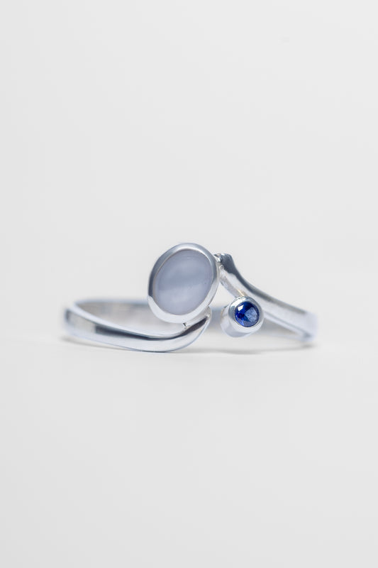 925 Sterling Silver Star Sapphire and Blue Sapphire Ring