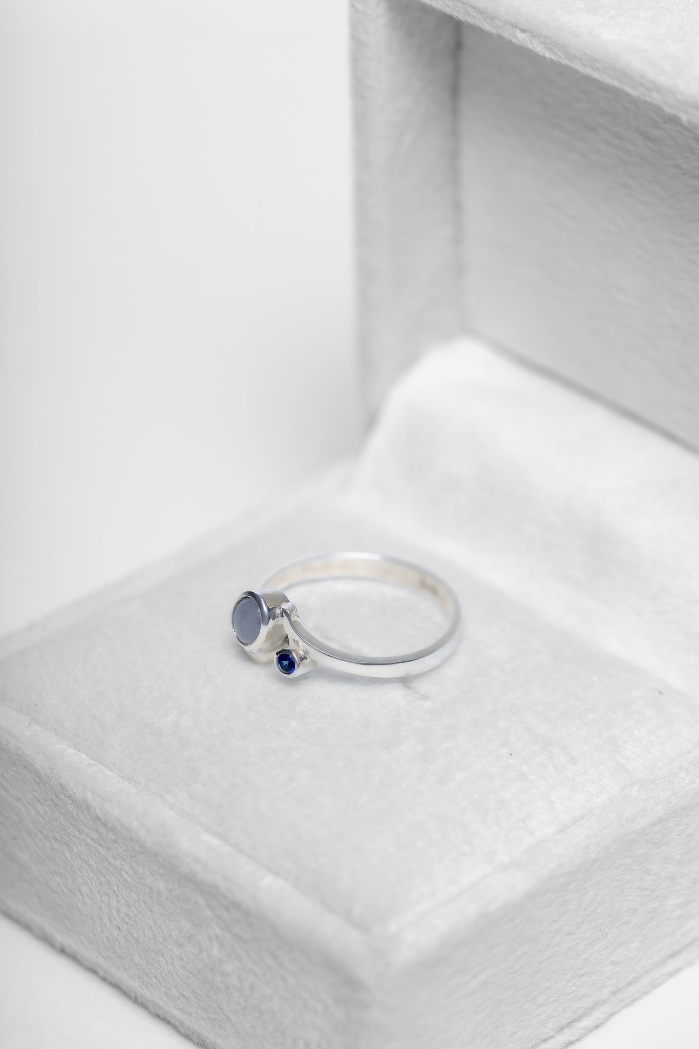 925 Sterling Silver Star Sapphire and Blue Sapphire Ring