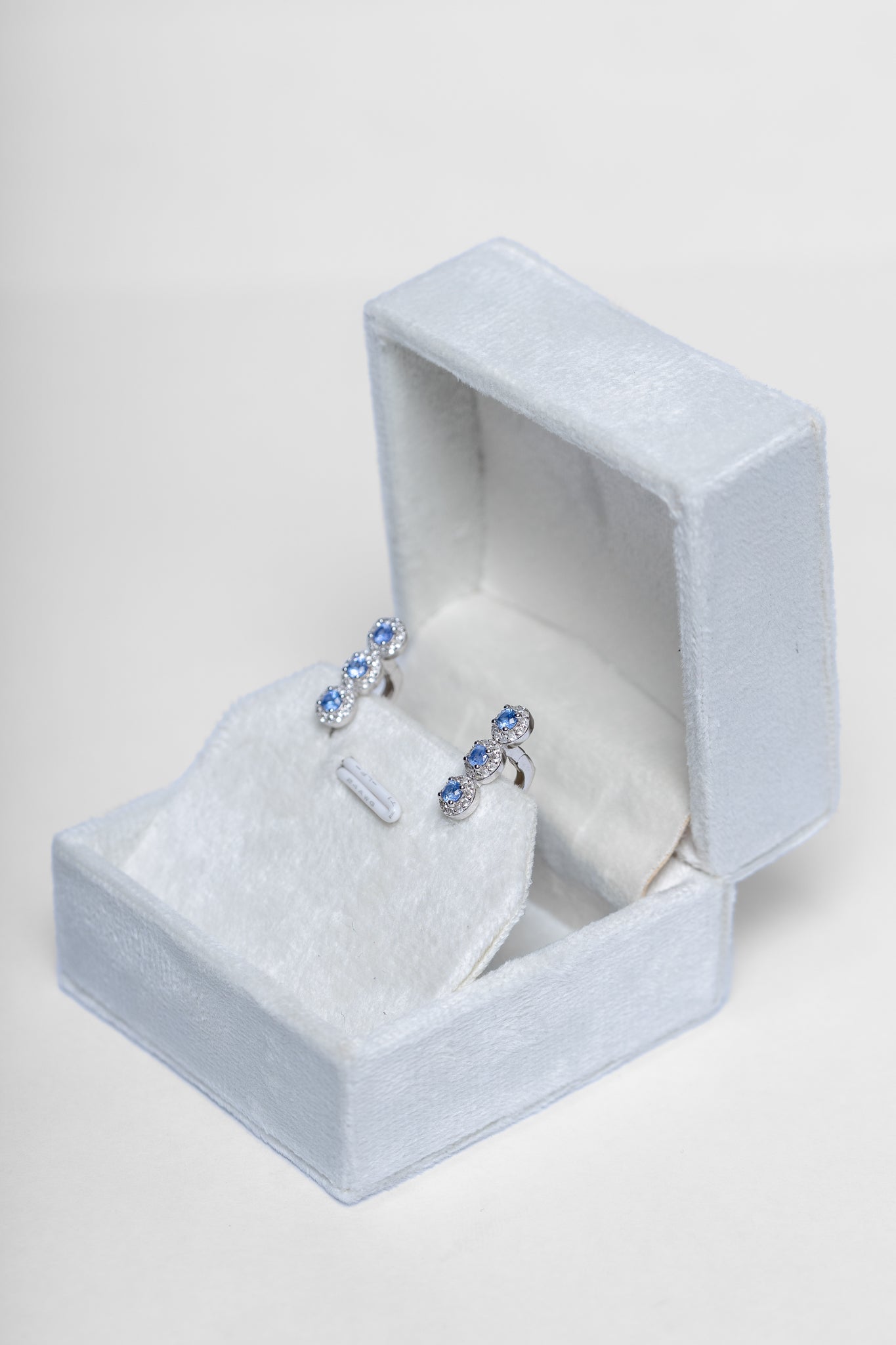 925 Sterling Silver Blue Sapphire and Zircon Earrings