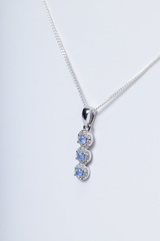 925 Sterling Silver Blue Sapphire Pendant