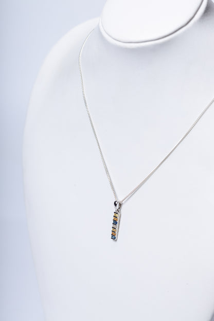 925 Sterling Silver Blue and Yellow Sapphire Pendant