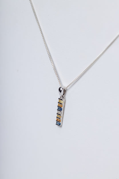 925 Sterling Silver Blue and Yellow Sapphire Pendant