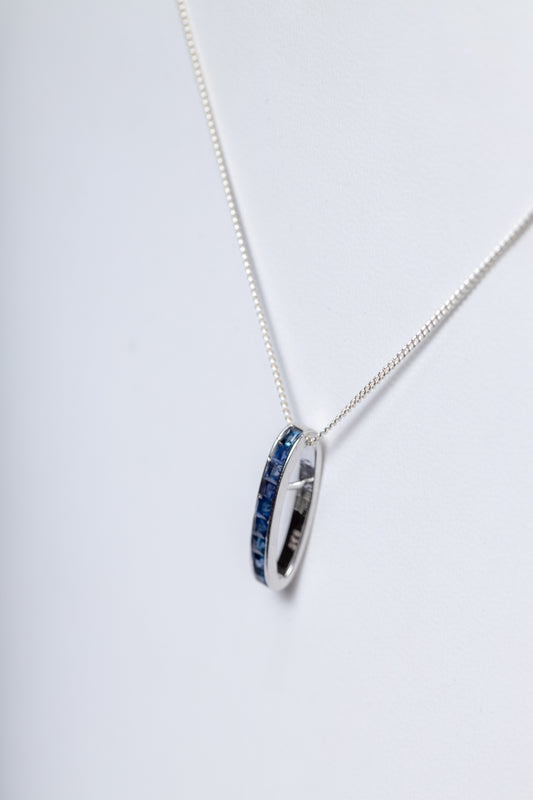 925 Sterling Silver Blue Sapphire Pendant