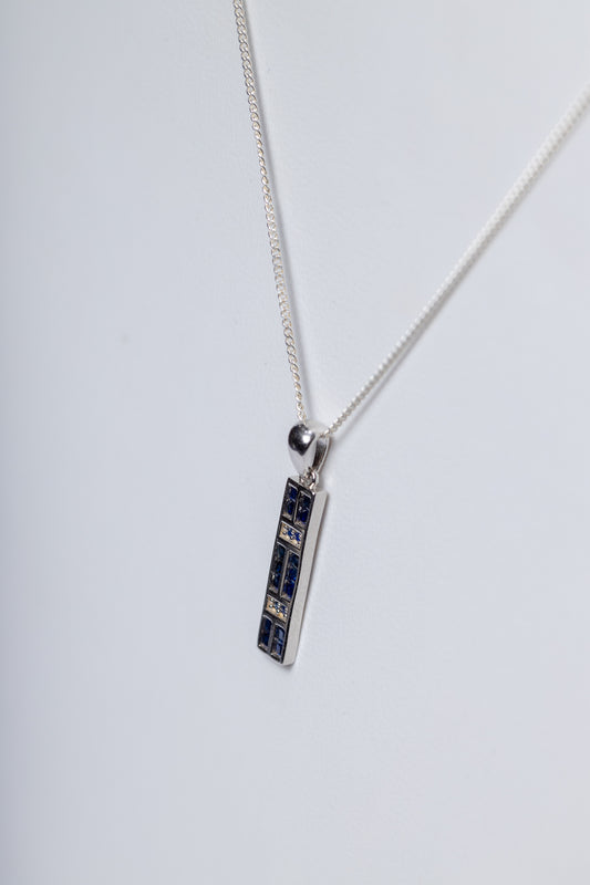 925 Sterling Silver Blue Sapphire Pendant