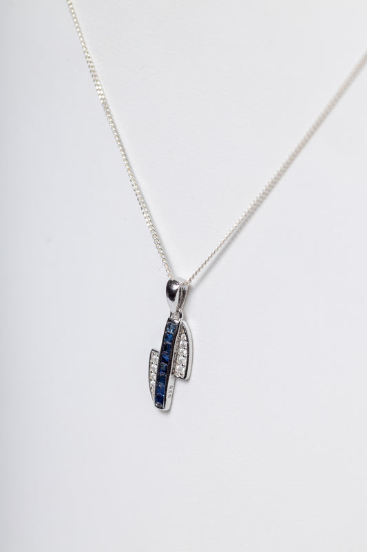 925 Sterling Silver Blue Sapphire Pendant