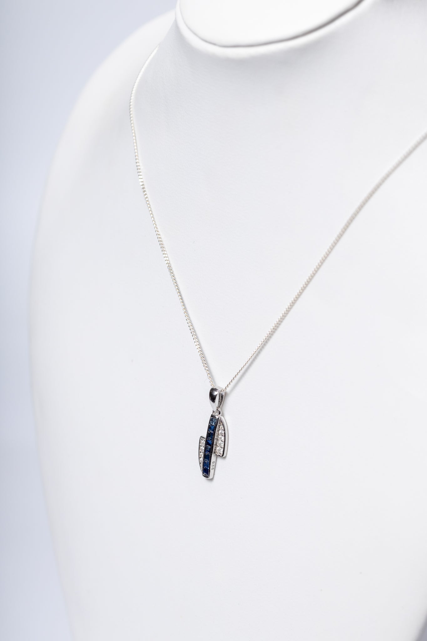 925 Sterling Silver Blue Sapphire Pendant