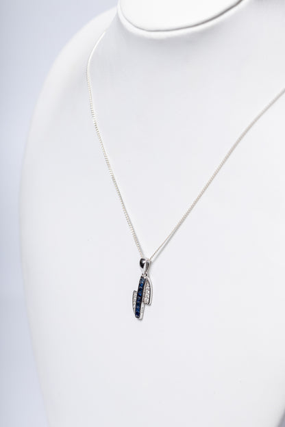 925 Sterling Silver Blue Sapphire Pendant