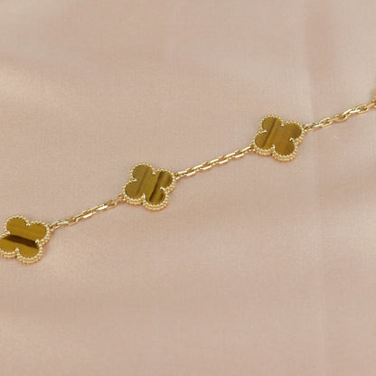 Clovers 5 Motifs Tiger Eye Bracelet