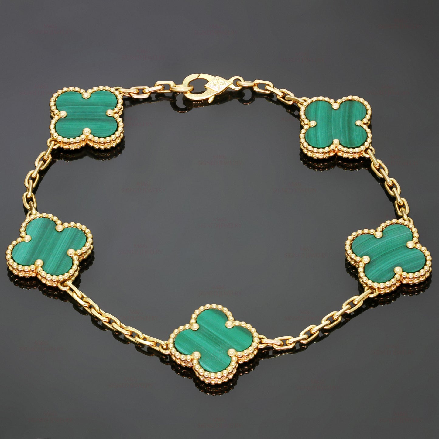 Clovers 5 Motifs Malachite Bracelet